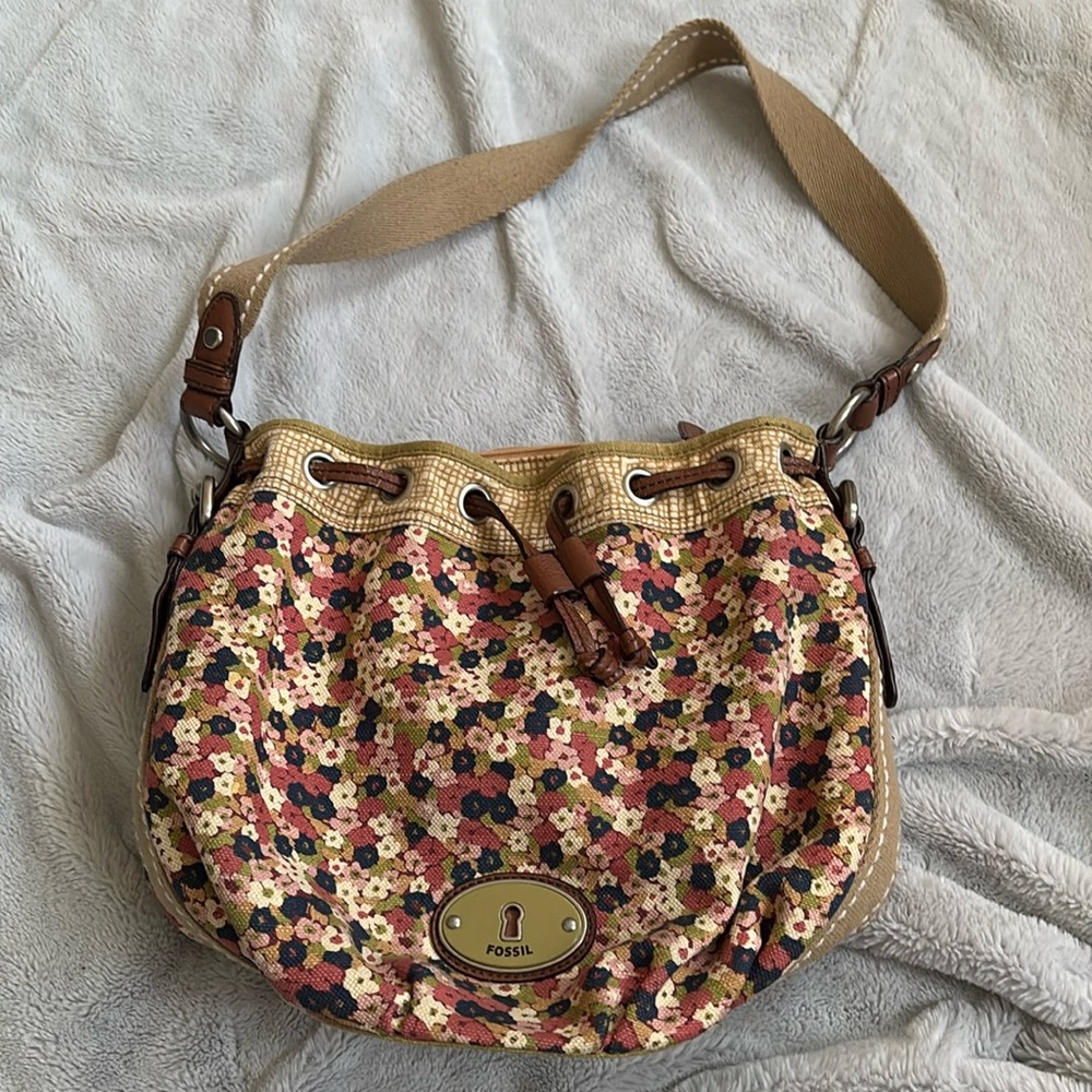 Fossil Floral Tan and Brown Women's Bag